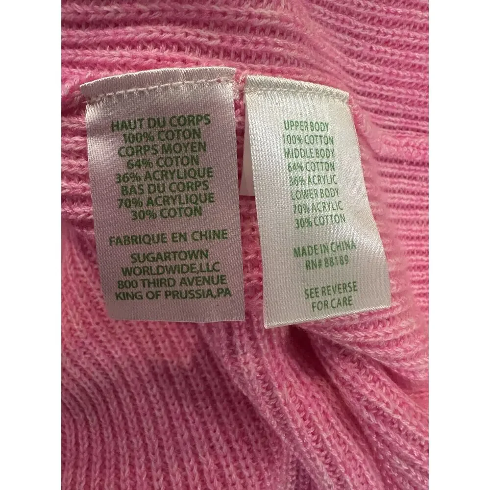 Lilly Pulitzer Carin Sweater Knit Pink Ombre Colorblock Eyelet Sleeves Size XL - Picture 11 of 13